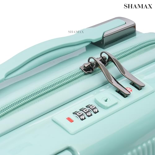 Image of SHAMAX Hard Shell Vanity Box for Women | Makeup Organizer Case with TSA Lock, Spacious Storage & Travel-Friendly, Wedding Gift | Cosmetic & Jewellery Storage Box (28x16.5x30cm) Mint Green