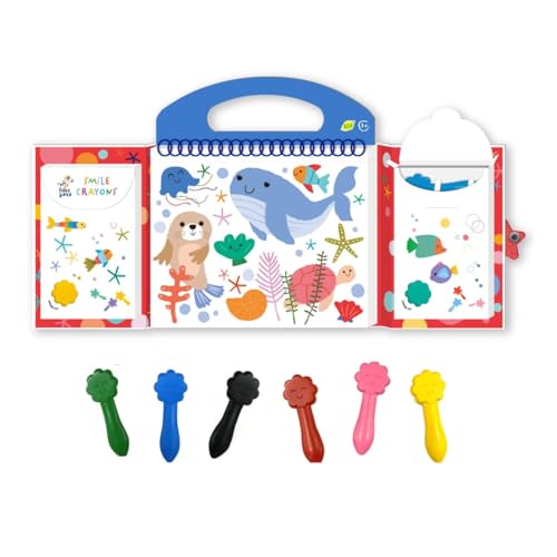 Haku Yoka Sea Friends My First Colouring Kit, On The Go Colouring Kit with 6 Smile Beeswax Crayons, FSC Certified