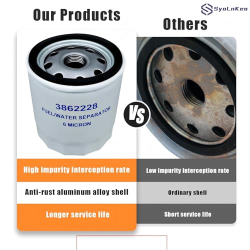 Image of (1 Pack) 3851218 3852413 3862228 Fuel Filter Fuel Water Separating Filter For Volvo Penta 4.3, 5.0, 5.7, 5.8, 7.4, 8.1, 8.2 carbureted & fuel injected engines