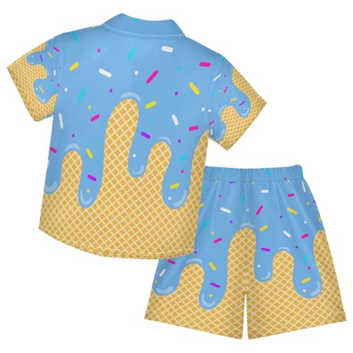 Image of Boy Shorts Sets Hawaiian Outfit Kid Summer Button Down Shirt and Short 2 Piece Sets for 3-10T