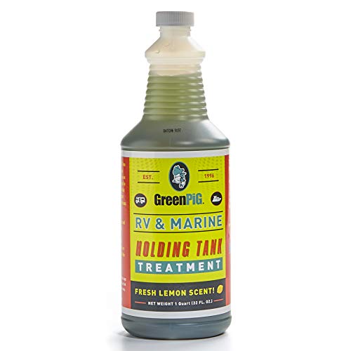 GREEN PIG RV and Marine Holding Tank Treatment, Breaks Down Waste, Eliminates Odors, Environmentally Friendly, Motorhome Accessories Must Have, 1 Quart