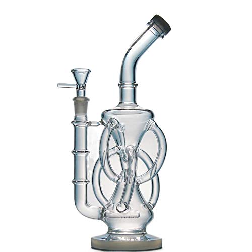 30cm高さ 独特の水道管 アイスボング (ガラスボング)ガラス盆水14.4mm