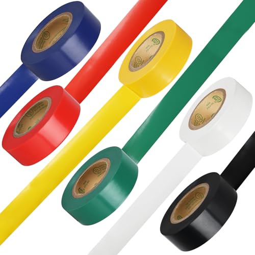 Image of Colored Electrical Tape, UL Approved, 6 Pack Colored Electrical Tape Assortment, 0.7in X 33ft Industrial Grade Electrical Insulating Tape, Electric Tape for Improvement Electrical Equipment