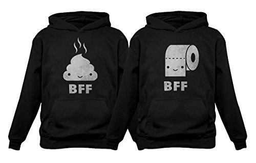 Tstars BFF Funny Matching Hoodies Poop & Toilet Paper Black