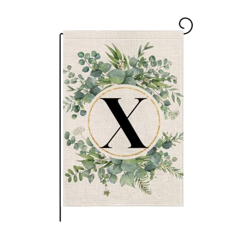 wyooxoo Monogram Letter X Floral Garden Flag 12x18 Inch Double Sided Outside Outdoor Family Last Name Initial Yard Flag (X)