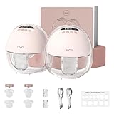 NCVI Breast Pump Hands Free, Wearable Breastfeeding Pump with Strong Suction, 1400mAh Long Battery, 4 Modes & 9 Levels, Discreet Ultra-Quiet Portable Wireless Pump, 19/21/24mm Flange Inserts, 2 Pack