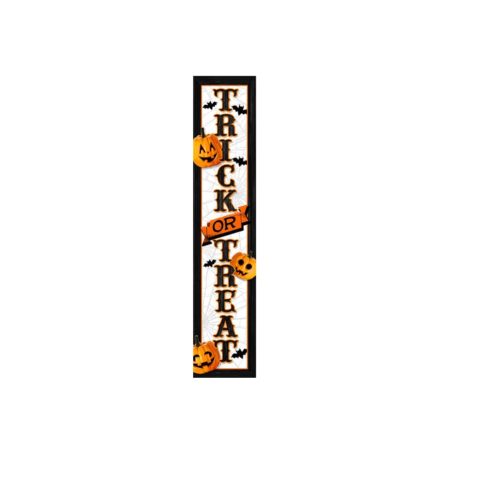 Spoontiques - Trick or Treat - Halloween - Welcome Porch Sign - Decorative Home Décor Wooden Signs - Rustic Outdoor Decoration - Durable and Weatherproof - Entryway Decoration - 8” x 40”