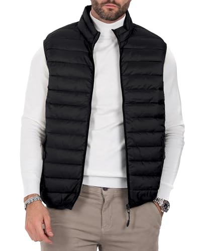 Men's Puffer Vest Outerwear Winter Warm Sleeveless Jacket Zipper Quilted Puffy Vests Size M To 2XL