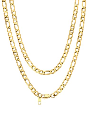 Bandmax Collar Oro Acero Italiano Eslabones Cuello Cadena Mujer 6mm 50cm