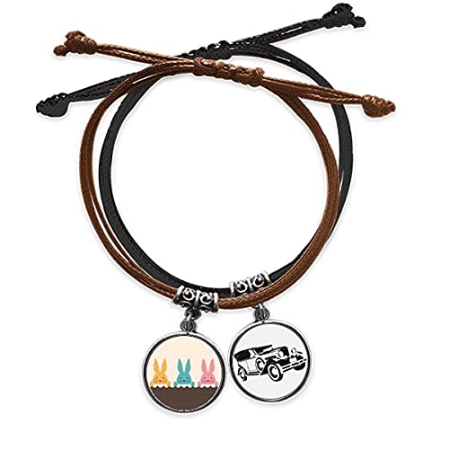 Bracelet lapin de Pâques en cuir tressé main pour un style unique