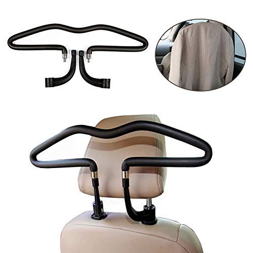 Misika Universal Car Hanger, PU Leather Headrest Car Seat Hanger Rear Hanger Suit Jacket Hanger Car Accessories Practical Tools (Black)