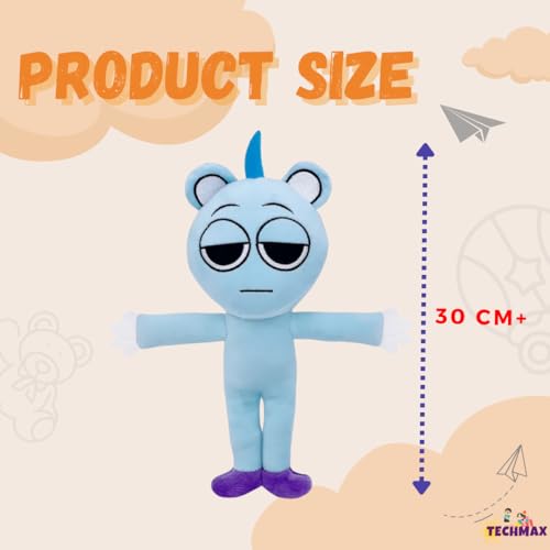 Image of Standing Blue Shy Sprunki Plush Toys