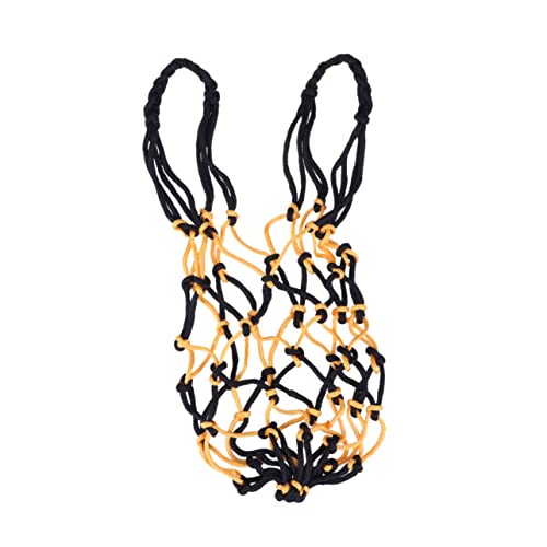 MUSISALY Heavy Duty Mesh Net Bag for Basketball Soccer and Sports Gear Storage Drawstring Design with Durable Nylon Construction Yellow and Black Color for Training and Outdoor