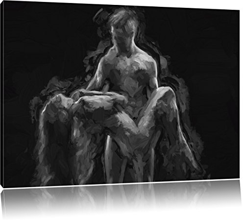 Pixxprint Nude sexy Paar Kunst Pinsel Effekt, Größe: 120x80cm, Leinwandbild, fertig gespannt, Wandbild, Dekoration, Kunstdruck, kein Poster