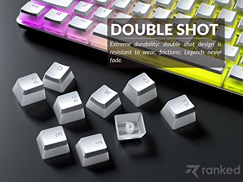 Image of Ranked Pudding PBT Keycaps | 112 Double Shot Translucent ANSI US & ISO Layout | OEM Profile for RGB Mechanical Gaming Keyboard (White)
