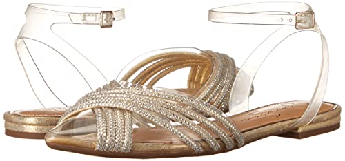 Jessica Simpson Women's Chavi Embellished Evening Flat Ballet, Clear/Gold, 9 #TOP6