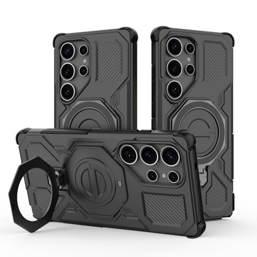 Coque Samsung S25 Plus anneau pliable silicone rigide noir dos antichoc