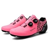 Mateju Zapatillas Ciclismo Montaña Hombre y Mujer, Zapatillas de Ciclismo Base Goma Antideslizante Zapatos Bicicleta de Montaña Zapatos Calzado Bicicleta Sin Cleats (T125 - Rosa,37)