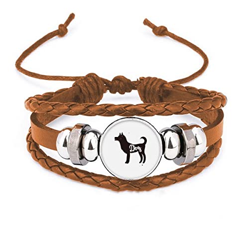 Bracelet en cuir en forme de chien noir et blanc cadeau idéal