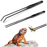 Noviatrix 2 Stück Aquarium Pinzette, 27 cm Reptilien Futterzange Schützt die Finger Lange Pinzette Edelstahl Geeignet für Eidechsen, Spinnen, Schlangen und die Fütterung im Aquarium (Schwarz)