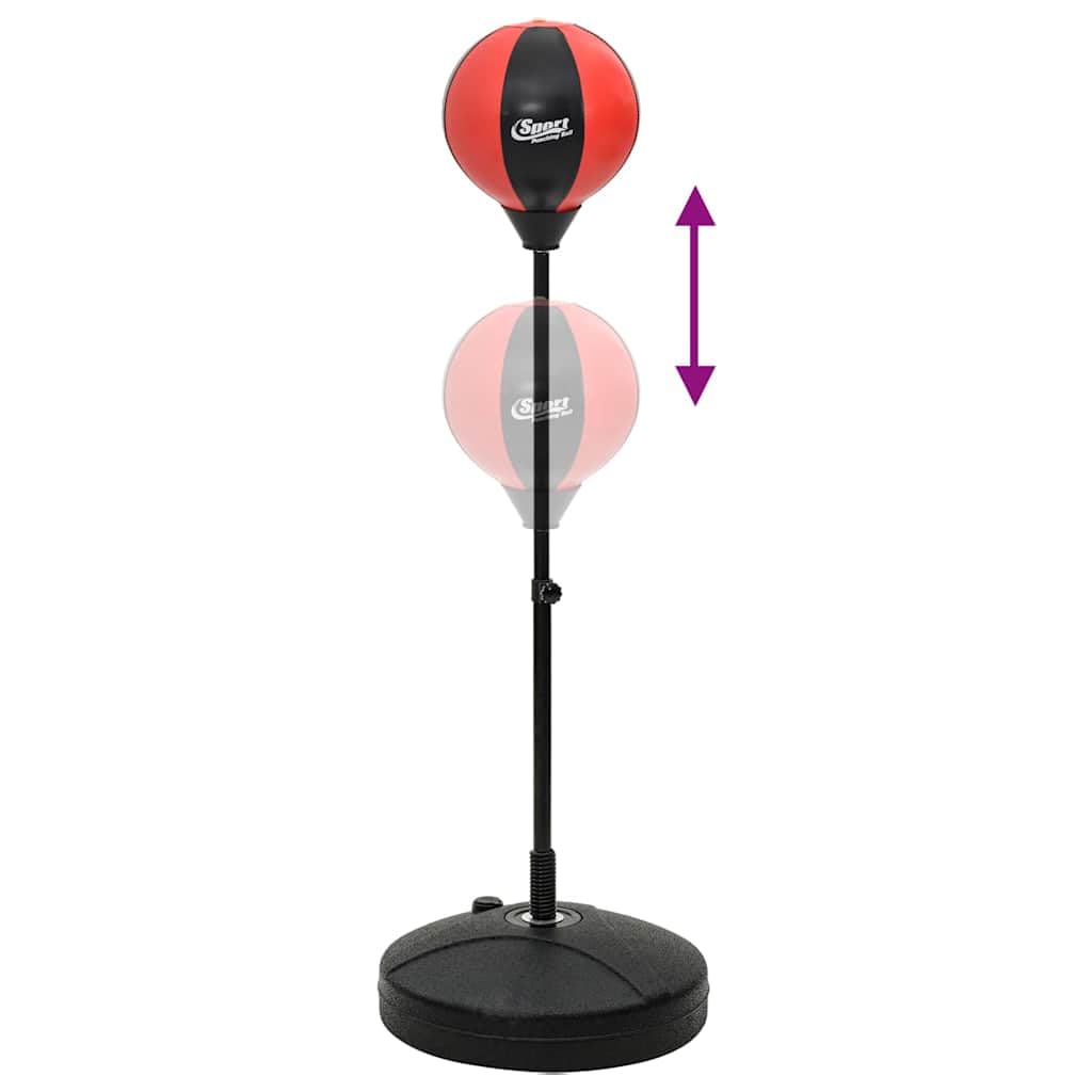 Palla da boxe con supporto in acciaio, regolabile in altezza 81-122 cm, guanti e pompa inclusi, ideale per allenamento di boxe, allenamento con forza e percussioni in casa, studio, cantina