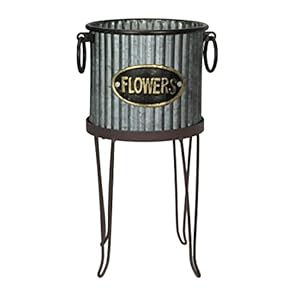 Zeckossetof2rusticfarmhousecorrugatedgalvanizedgreymetalroundindooroutdoorgardenplanterswithstandsplantpotswesterndecor1619incheshigh Urban Country Home Decor Zeckos set of 2 rustic farmhouse corrugated galvanized grey metal round indooroutdoor garden planters with stands plant pots western decor 16 19 inches high urban country home decor