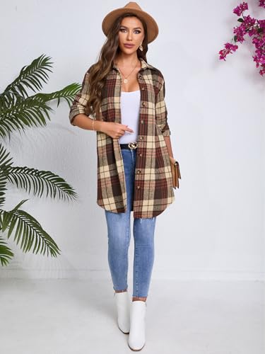 Flannel Shirt Women Plaid Shirts for Women, Long Sleeve Collared Loose Fit Button-Down, Classic Women Flannel Shirt2