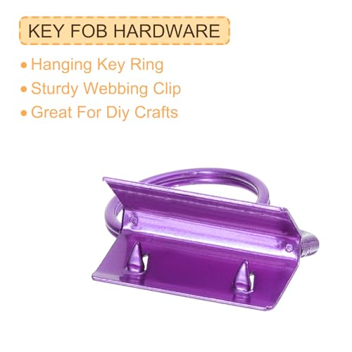 uxcell 20Pcs 25mm/ 1-inch Key Fob Hardware with Keychain Ring for Bag Webbing Wristlets Lanyards, Purple - Image 4