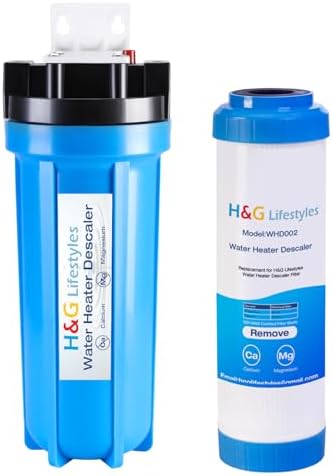 H&G Lifestyles Whole House Water Descaler Scale Calcium Inhibitor Inline Water Softener System for Water Heater Anti-Scale Buildup Calcium Magnesium Removal