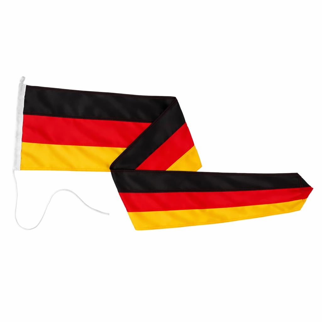 FLAGLY Banderín largo de Alemania de 160 g/m², resistente y resistente a la intemperie, varios tamaños, banderines de Alemania, accesorios para mástil de bandera (30 x 150 cm)