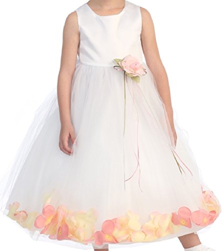 BluNight Collection Wedding Pageant Satin Flower Petal Little Flower Girls Dresses