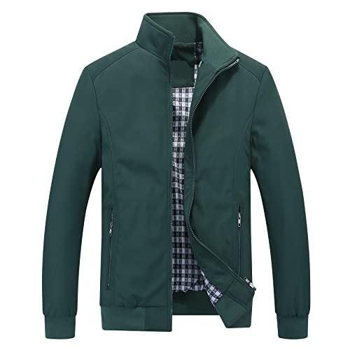 Lu's Chic Men's Plus Size Lightweight Jacket Full Zip Windbreaker Windproof Coat Wind Resistant