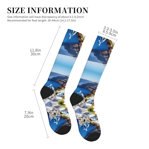 Greek Island Sea View Print Compression Socks,Compression Ankle Support Socks,For Men Women Running Athletic4