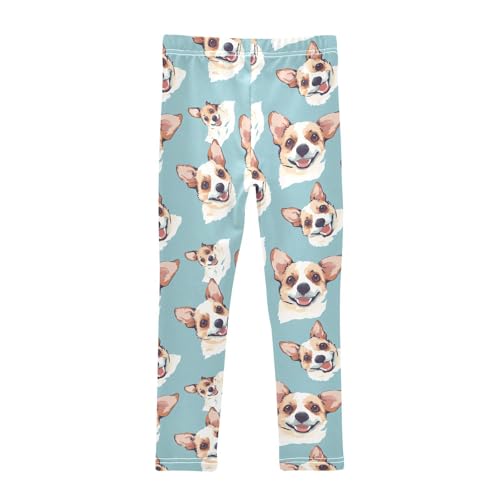 Lovely Dog Blue Animal Girls Casual Leggings for Kids Printed Long Pant Bottoms Stretch and Soft2
