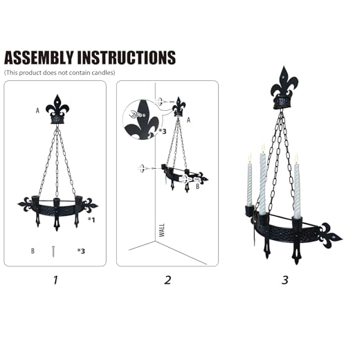 We Moment Black Candle Sconces, 3-Candle Wall Sconces for Taper Candle, Gothic Victorian Candelabra Wall Decor, Rustic Holder for Bathroom, Staircase, Living Room, Dining Room，Set of 1 by We Moment - Used condition - Image 4