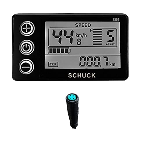 GANMEI Ebike S866 - Medidor de pantalla LCD para bicicleta eléctrica, 24 V, 36 V, 48 V, panel de control, enchufe impermeable para BBS01 BBS02