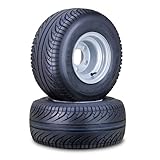 ROADGUIDER Golf Cart Tire Wheel Assembly 18X8.50-8 4-Ply with 5X4.5' PCD Silver Rim,SET 2