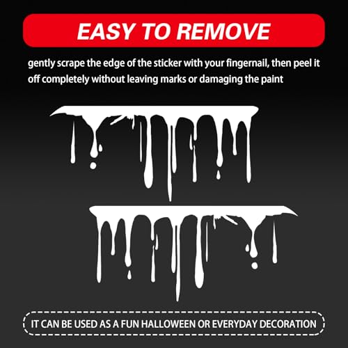 Image of ijuicy 2 PCS Flowing Blood Bloody Horror Funny Decal for Car, Halloween Horror Sticker Car Accessories, Halloween Car Decorations Accessories, Fit for Most Cars (White)
