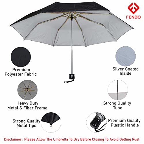 Image of Fendo 3 Fold 21.5 Inch Umbrella | Waterproof & Windproof Umbrellas for Men & Women | Portable Travel Umbrella for Daily Travel, Office & Outdoor Use