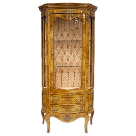 Casa Padrino Barock Vitrine Hellbraun 88 x H. 180 cm - Massivholz Vitrinenschrank Cover