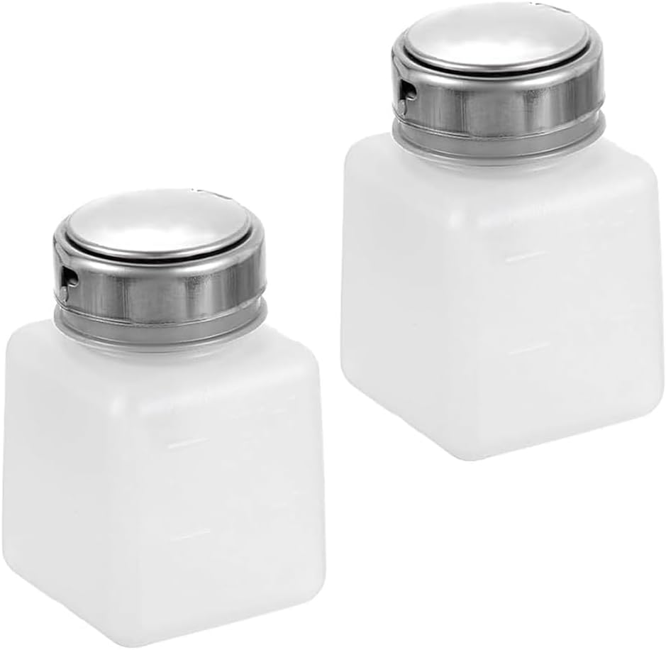 2 Pcs 120ml Empty Pump Bottles, Measured Graduated Bottles, Stainless Steel Pump Head, Solvent Container, Anti-Volatile Design