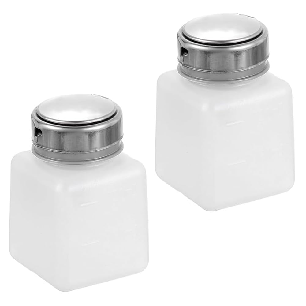 2 Pcs 120ml Empty Pump Bottles, Measured Graduated Bottles, Stainless Steel Pump Head, Solvent Container, Anti-Volatile Design