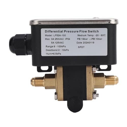 Differenzdruck-Durchflussschalter, Edelstahl, einstellbar, 2-adrig, 6–100 kPa, 125 VAC, 250 VAC