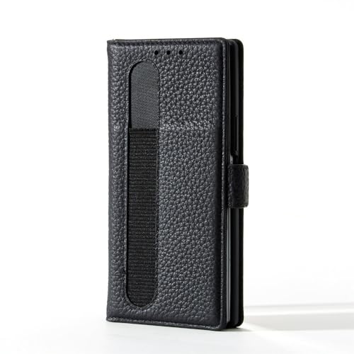 Samsung Galaxy Z Fold 6 / 7�p �y���X���b�g�t���J�[�h�z���_�[�d�b�P�[�X PU���U�[�o�b�N�J�o�[ (�y���Ȃ�) �u���b�N Samsung Galaxy Z Fold 6�p