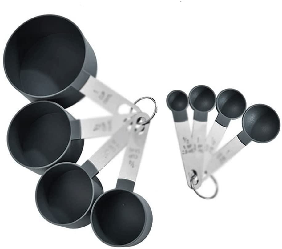 ACiyD 8 unids/Set de Cuchara medidora de Acero Inoxidable, Taza medidora con Mango de Silicona, Juego de Cuchara medidora, Herramienta para Hornear Cuchara