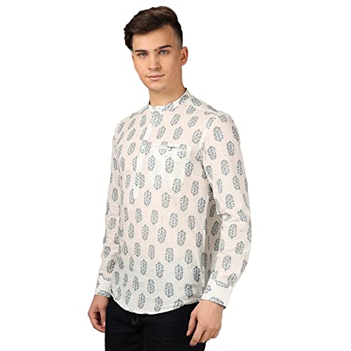 Image of by Shoppers Stop Printed Cotton Slim Fit Mens Casual Kurta's