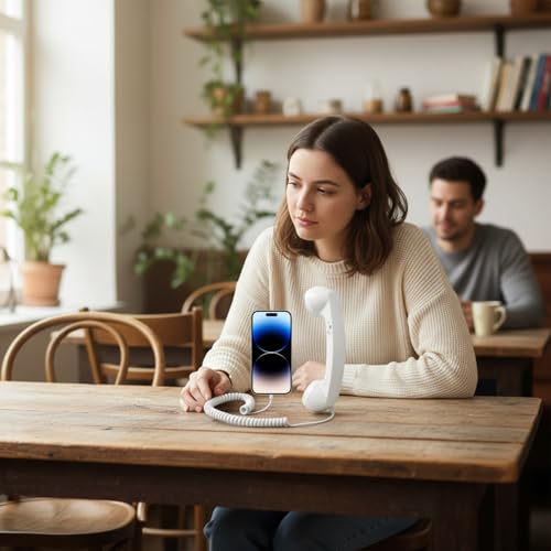 Classic Telephone Handle - Modern Mobile-to-Landline Connector, Ergonomic Comfort Receiver with Volume Control, Noise Canceling Communication Accessory, Ideal for Hospital Rooms Senior Living and Long - imagen 7