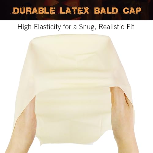 Paminify Bald Cap Kit Costume Makeup Kit for Men Adults,Complete Bald Cap SFX Makeup Kit with Tools & Instructions,Professional BaldCap for Halloween Costumes, Cosplay, and Theater