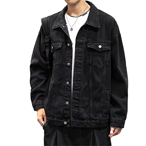 Veste en jean vintage homme coton noir à revers idéale pour vos sorties urbaines