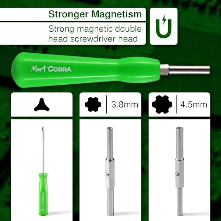 Mart Cobra Gamebit Screwdriver 3.8mm 4.5mm & Tri-Wing Screwdriver Gameboy Screwdriver Set Compatible Super Nintendo 64 SNES NES Tools N64 Gamecube Sega Genesis Game Cartridge Security Bit Screw Driver